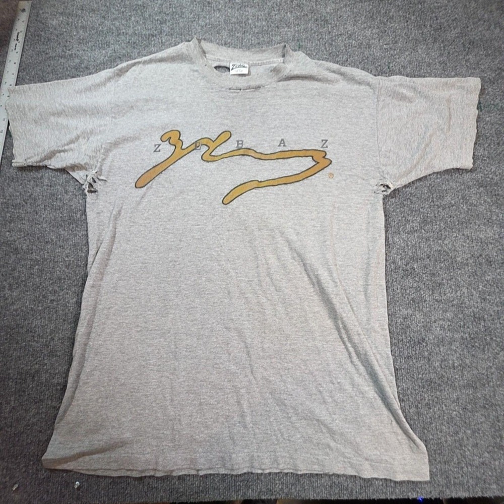 Vintage Zubaz Shirt Mens Large Gray Logo Graphic Tee T-Shirt Made In USA 90s